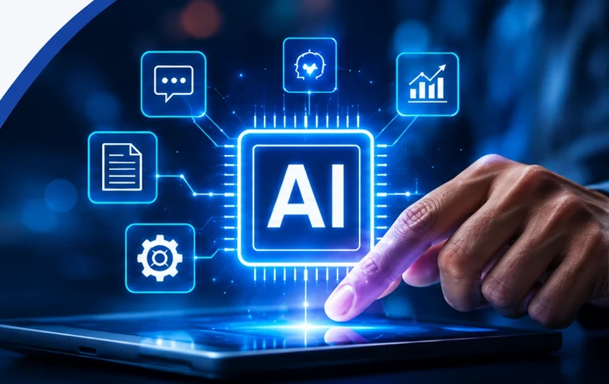 AI tools being used on a digital device